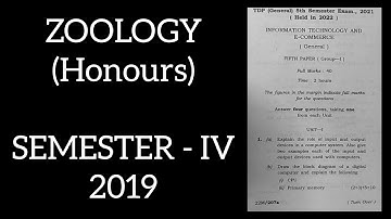 Zoology (Honours) 4th Semester 2019 Tripura University Science Question Paper