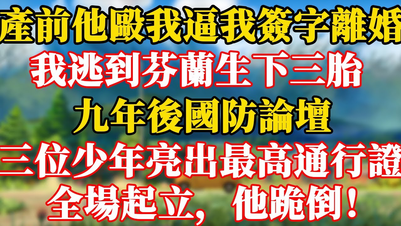 完結版！產前他毆我逼我簽字離婚，我逃到芬蘭生下三胎。九年後國防論壇，三位少年同時亮出最高通行證，全場起立，他跪倒！#情感故事 #為人處世 #老年生活 #米思故事 #读书 #養老 #幸福人生 #晚年幸福