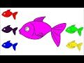 تعلم الرسم - تعلم الألوان - تعلم الحيوانات - تعلم اللغة الإنجليزية - كيفية رسم السمك - Draw Fish