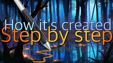 Digital Art in GIMP Step by Step: How "Glowing Wetlands" was created 🍄 full process with commentary