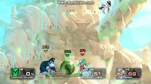 SSF2 Mod Battle: C.Falcon vs Waluigi vs DK vs Zelda/Sheik