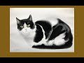 Painting easy tuxedo cat on my Skillshare - wet on wet watercolor technique