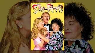 Meryl Streep's Mary Fisher, Roseanne Barr's Ruth Patchett, and Ed Begley Jr.'s Bob Patchett get into a tiff on the poster for the She-Devil game.
