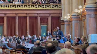 Iowa House Majority Leader Matt Windschitl speaks at the opening of the 2023 legislative session