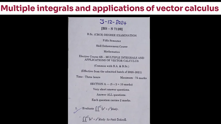 6B_Multiple Integrals And Applications of Vector Calculus Degree 5th sem 2024Exampaper #modelpapers
