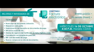 Mejoras y Novedades de CONTPAQi Factura Electrónica 7 - Sesión 16 de Octubre de 2019 by CodesyConsultores 69 views 4 years ago 1 hour