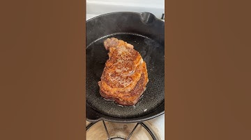 Cooking a ribeye steak in a cast-iron skillet #steak #cooking #recipe
