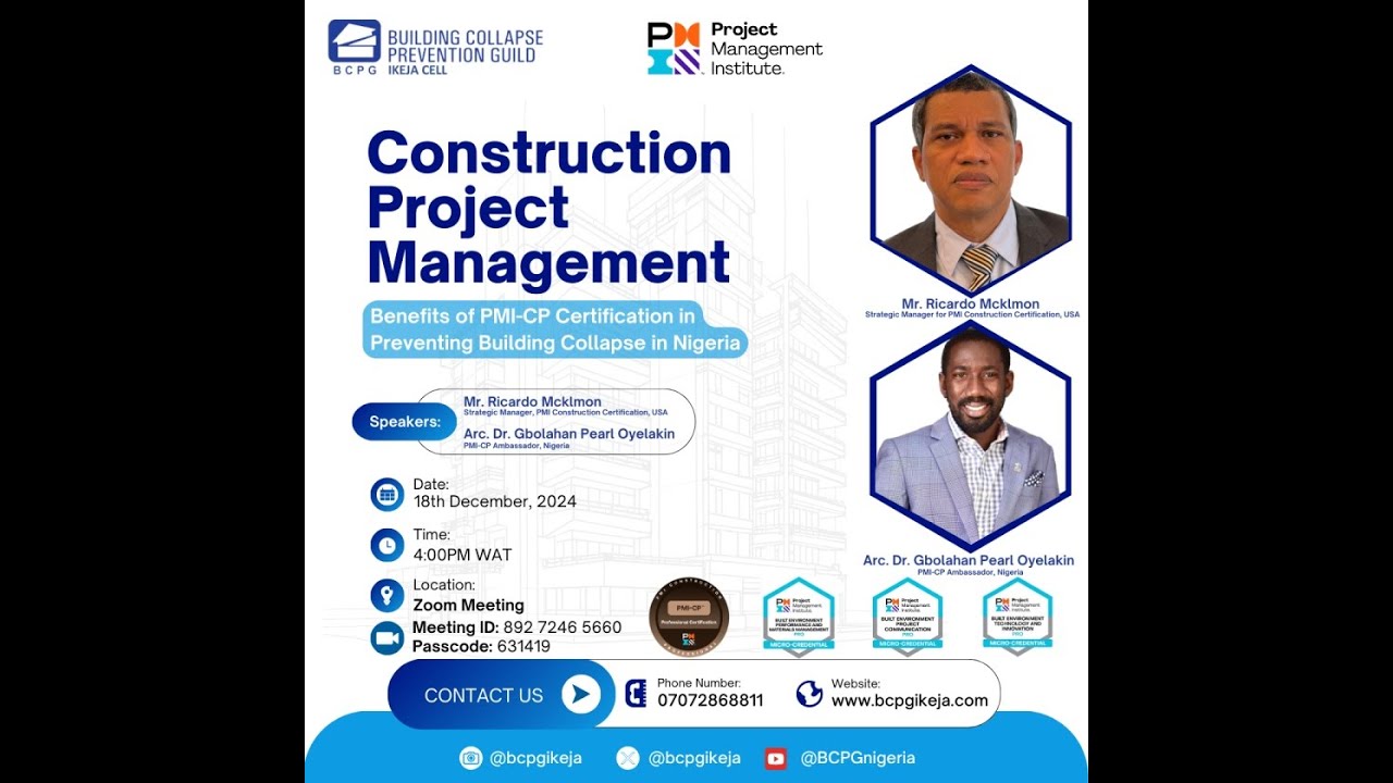 Construction Project Management Workshop: Presentation on the PMI-CP Certification