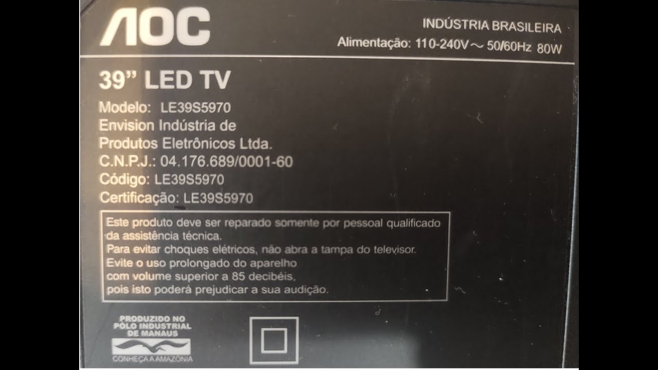 LED 39 AOC LE39S5970 Smart TV HD