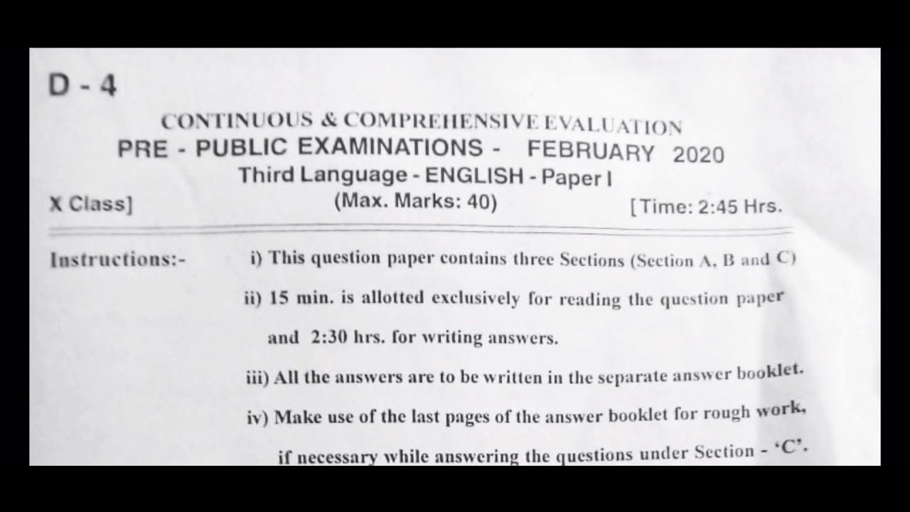 TS SSC English paper-1 Pre-final Feb-2020