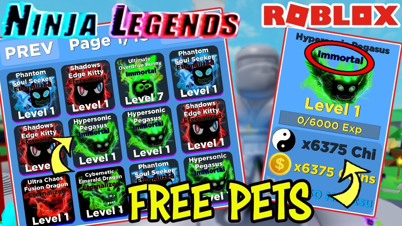 Free Pets In Ninja Legends Legendized Immortalize Eternalized Roblox Robux Code - rich secret go from 0 robux to 100000000 robux instantly