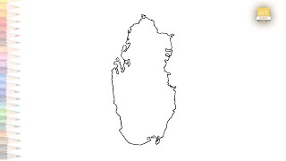 Qatar Map outline | رسم مخطط خريطة قطر | Dibujo del contorno del mapa de Qatar | Draw Qatar Map