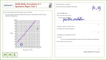 GCSE Maths EDEXCEL Specimen Set 1 Foundation     Paper 3   Q21 Scatter graphs