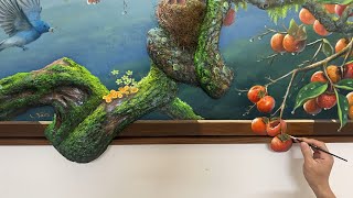 I Made a Tree Grow Out of the Canvas | 3D Relief Painting