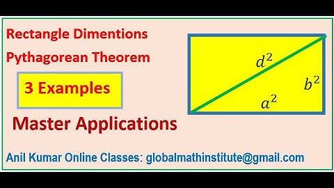 Given Diagonal Find Dimensions of the Rectangle and Area Pythagorean Theorem Application