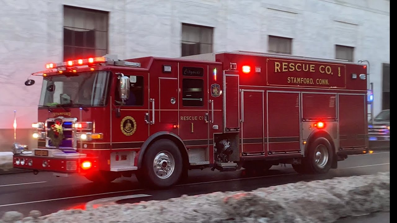 Stamford CT Fire Department Rescue 1 Responding
