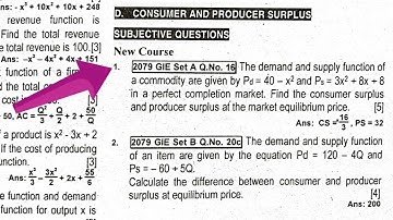 Consumer and Producer Surplus | Class 12 Business Math Model Question Solution