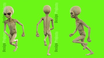 Alien running. Loopable animation on green screen. 4k.