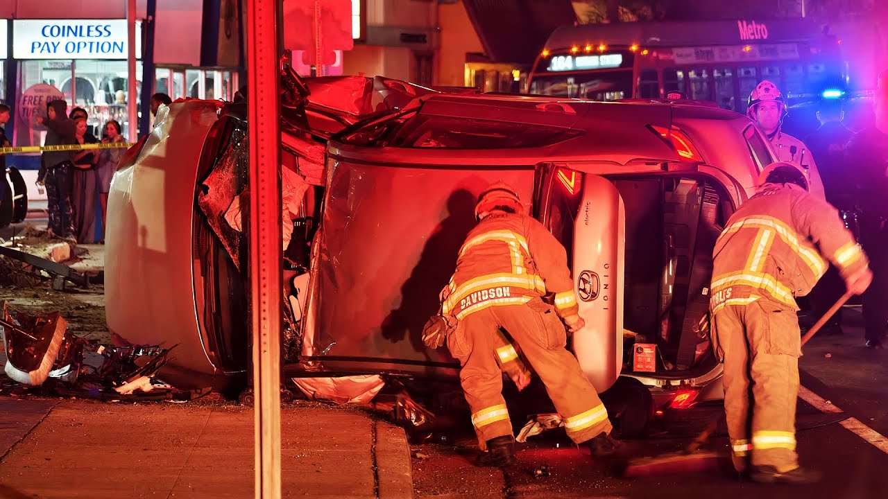DUI Hit & Run Driver Crashes Again Into A Parked Car & Flips Over Into ...