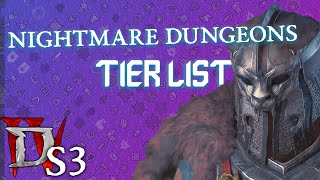 Season 3 Nightmare Dungeons Tier List | Diablo 4