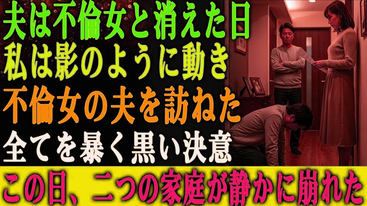 夫が不倫相手と旅行に出かけたその日、 私はその不倫女の夫を訪ねました。