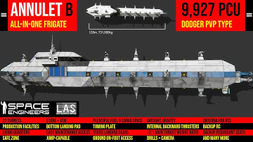 Space Engineers Cinematic Ship Trailer, Annulet B All-in-One Frigate - Efficient Survival PvP Ship
