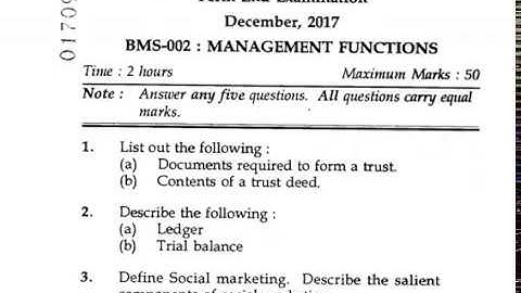 BMS-002 QUESTION PAPER DEC 2017