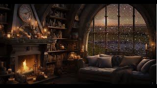 Ambience Sunset Music Jazz in Cozy Fireplace Living Room Relaxation for Sleeping