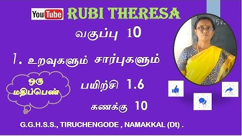 10th _ Relations &Functions _ One Mark _  Exercise 1.6  _ Sum 10