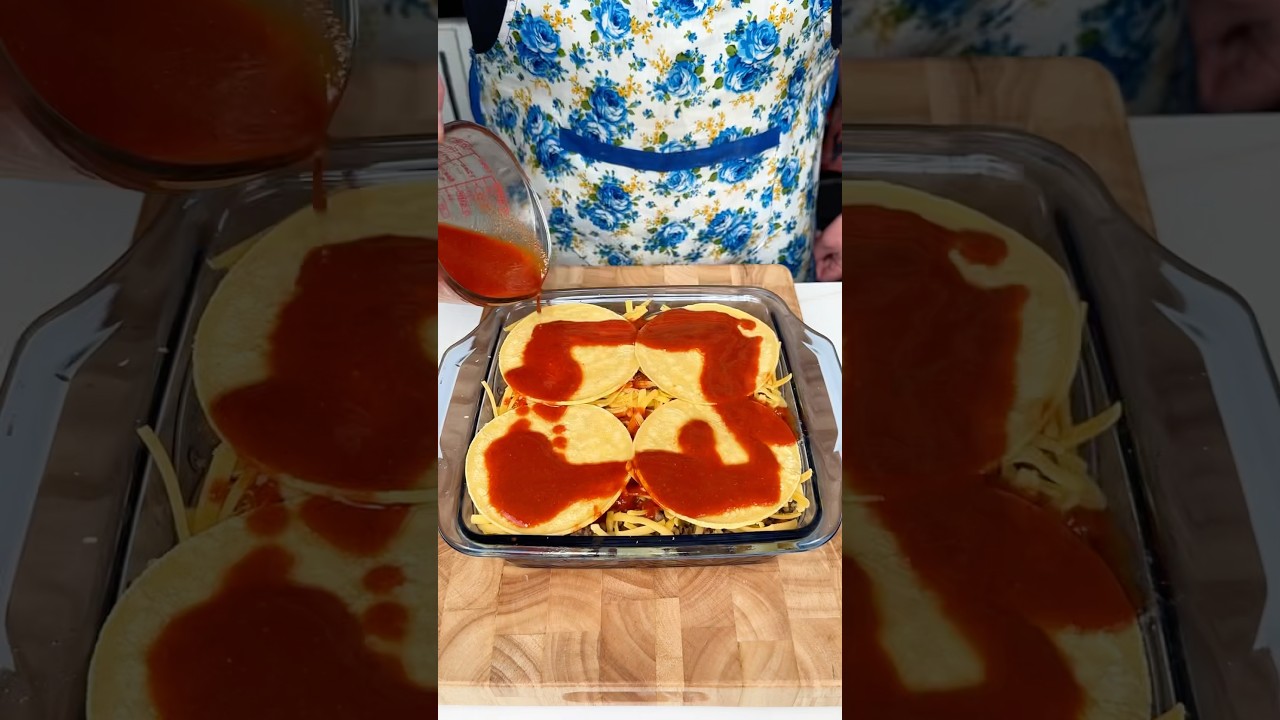 Beefy Cheesy Enchilada Casserole 