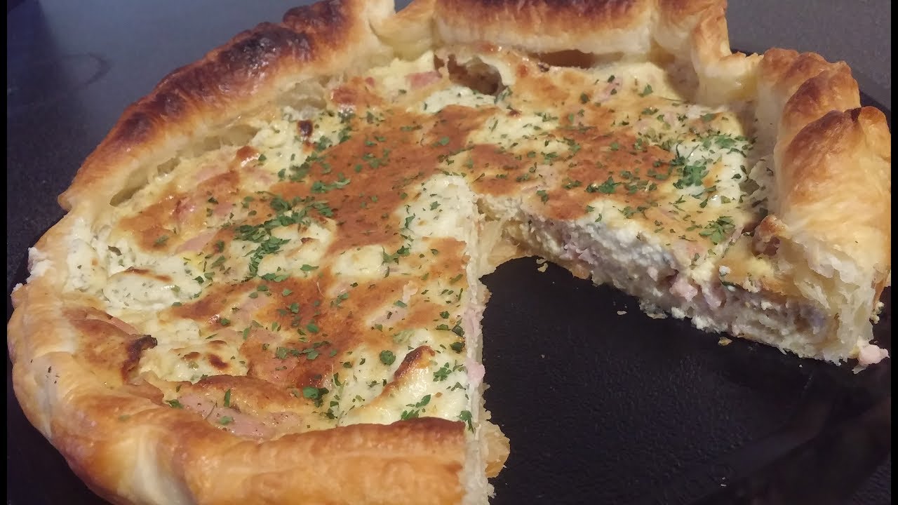 quiche au lardon de poulet et au fromage boursin - YouTube