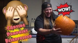 Carving Pumpkins BlindFolded! (Bad Idea)