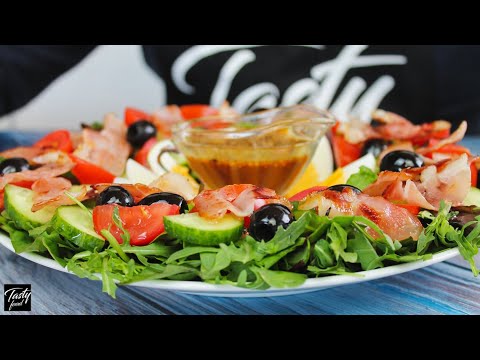 Видео рецепт Салат с рукколой и беконом