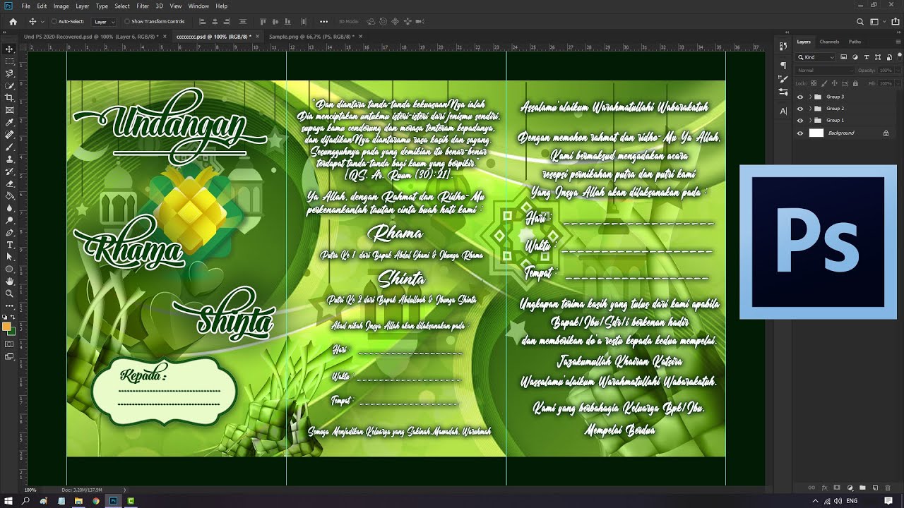  desain  kartu undangan  pernikahan di photoshop  YouTube