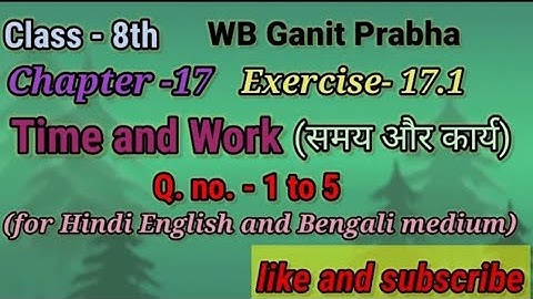 class 8 Time and work | exercise - 17.1 | WB ganit prabha | wbbse | Hindi/ urdu  | yazdani