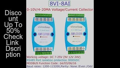 DC 12V-24V 8AI 8VI 4-20MA /0-10V to RS485 Current/Voltage ADC Collector Read Capture Module MODBUS R