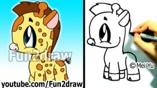 How to Draw a Cartoon Giraffe - Cute Drawings - Fun2draw