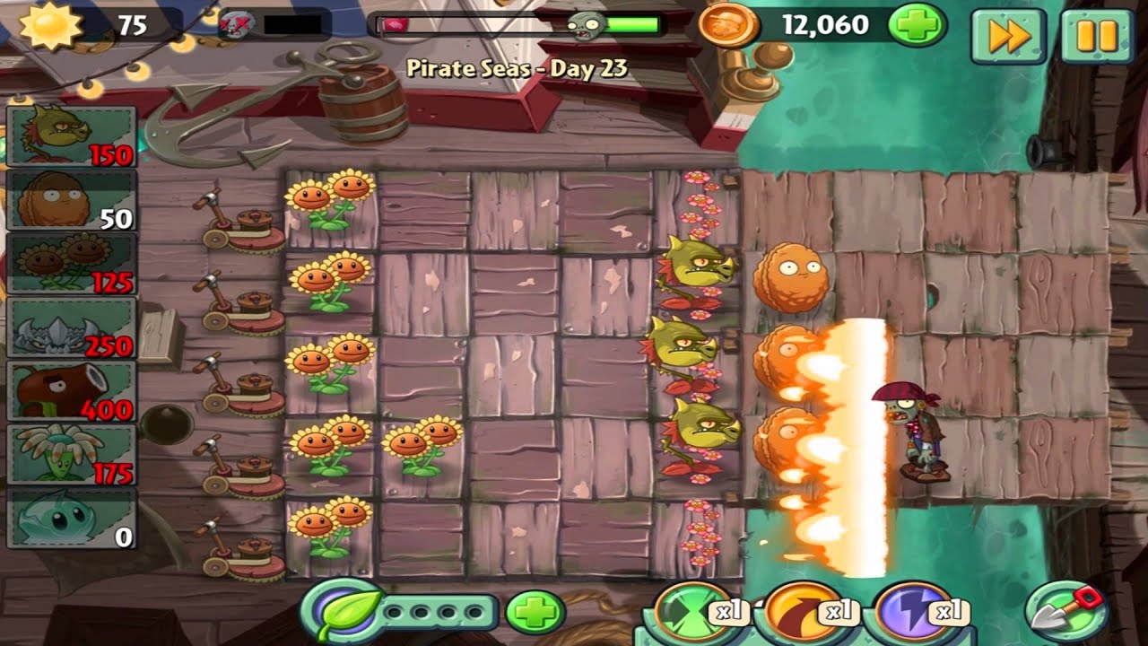 Plants vs Zombies 2 : Pirate Seas Day 16 Walkthrough 