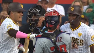 Profar Gets Hit after Benches Clear Leading to Schilt Ejection, Machado Hits a Home Run to Respond!!