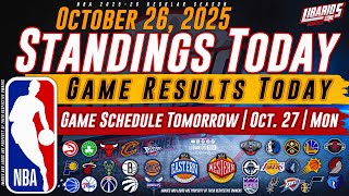 Nba Standings Today As Of October 26, 2025 Game Results Today Games Tomorrow Oct. 27 Mon