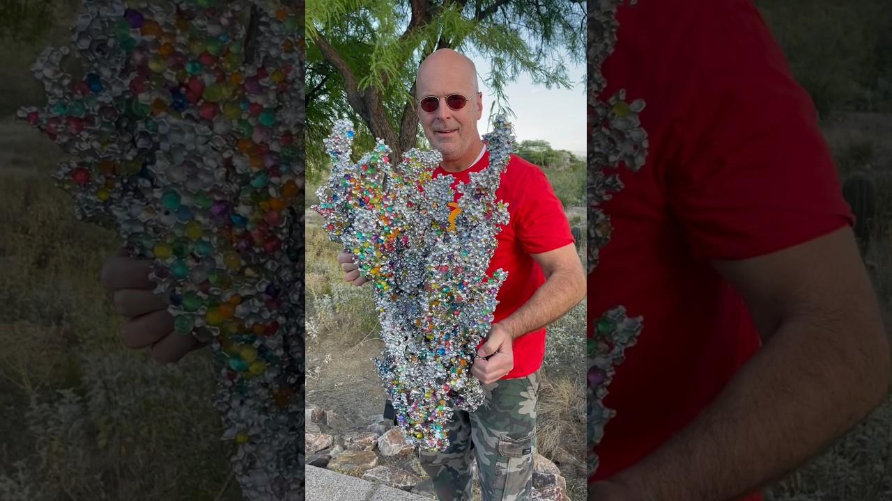 Massive sculpture from recycled aluminum poured in water beads 