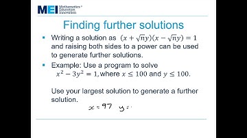 MEI FPT: Number Theory 4 - Diophantine equations: Pell