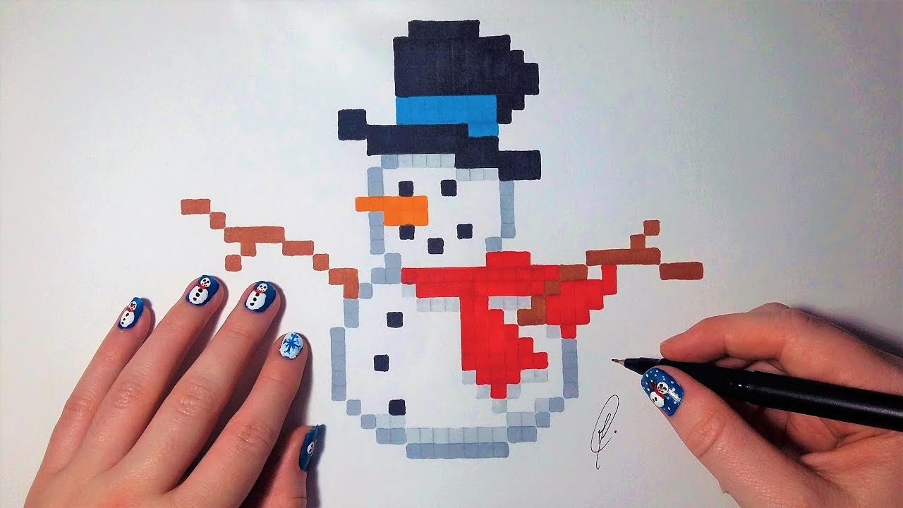 ⁣Pixel Art Bonhomme de Neige + Annonce défis !