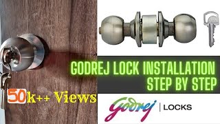 Godrej Cylindrical Lock Installation || Step by Step Installation || Round Lock for Door