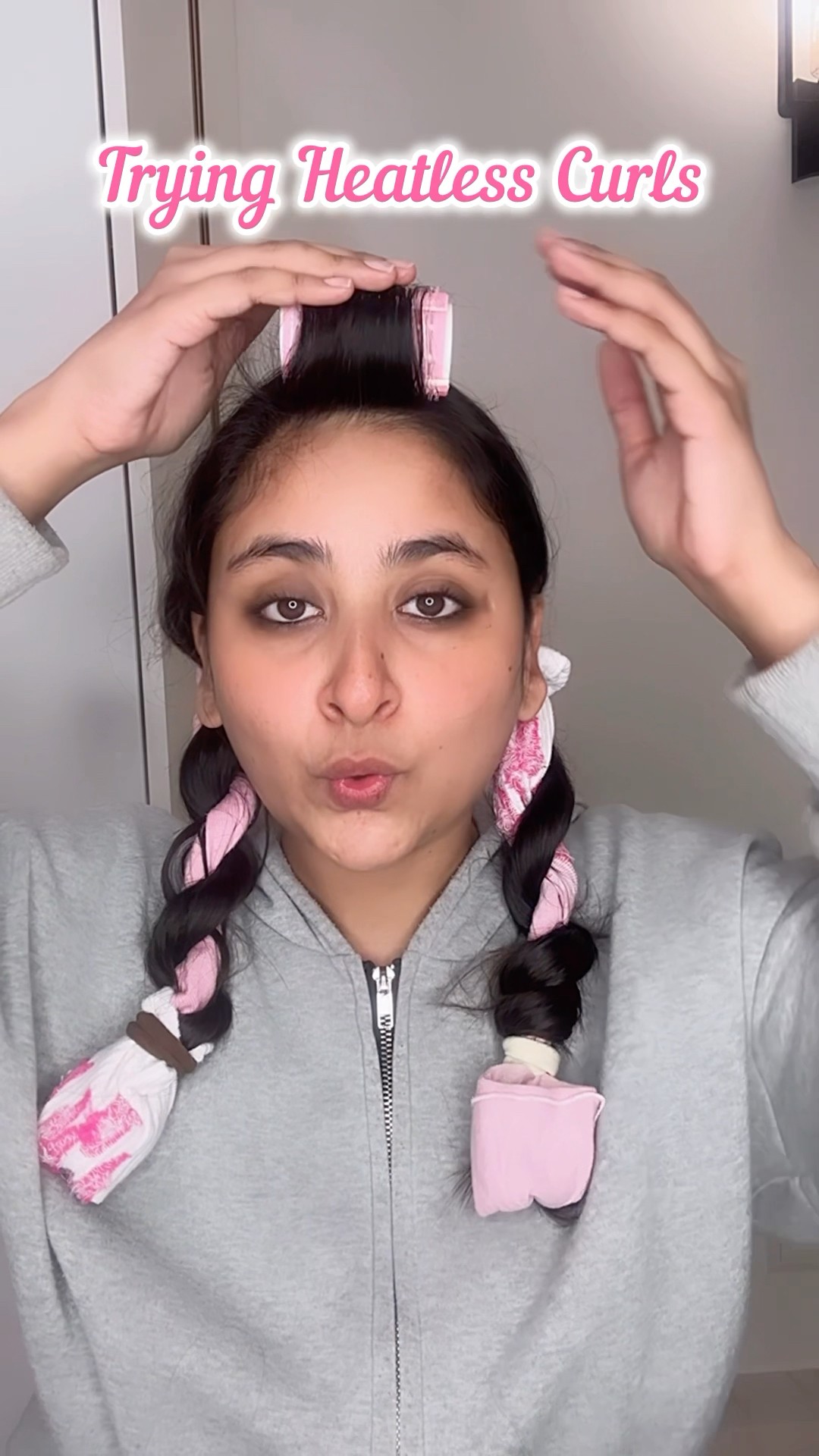 Trying Heatless Curls using Socks #minivlog #ytshorts #shorts