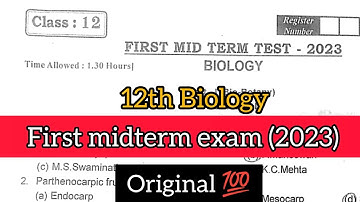 12th Biology  first midterm exam original question paper 2023