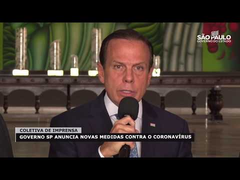 Coletiva de Imprensa: Governo SP anuncia novas medidas contra o Coronavírus. 16/03/2020