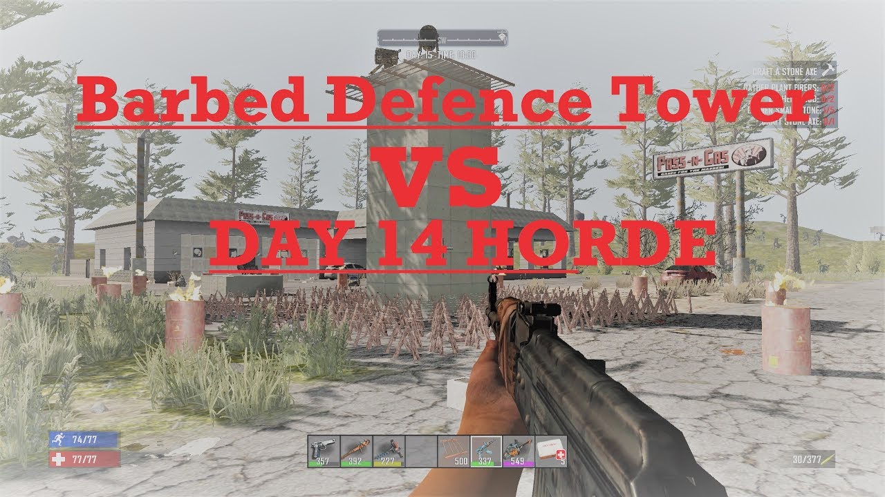 7 Days To Die Barbed Fence VS DAY 14 HORDE