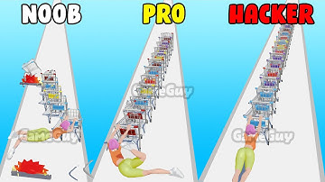 NOOB vs PRO vs HACKER in Grocery Cart Run | GameGuy