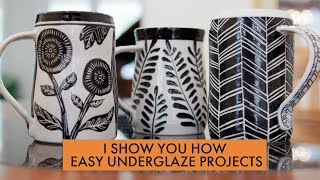 EASY UNDERGLAZE PROJECTS - Drawing, Painting and Carving made EASY!